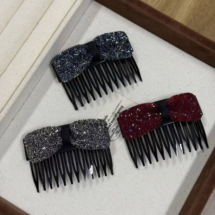 简约领结百搭砂糖倒插梳发夹