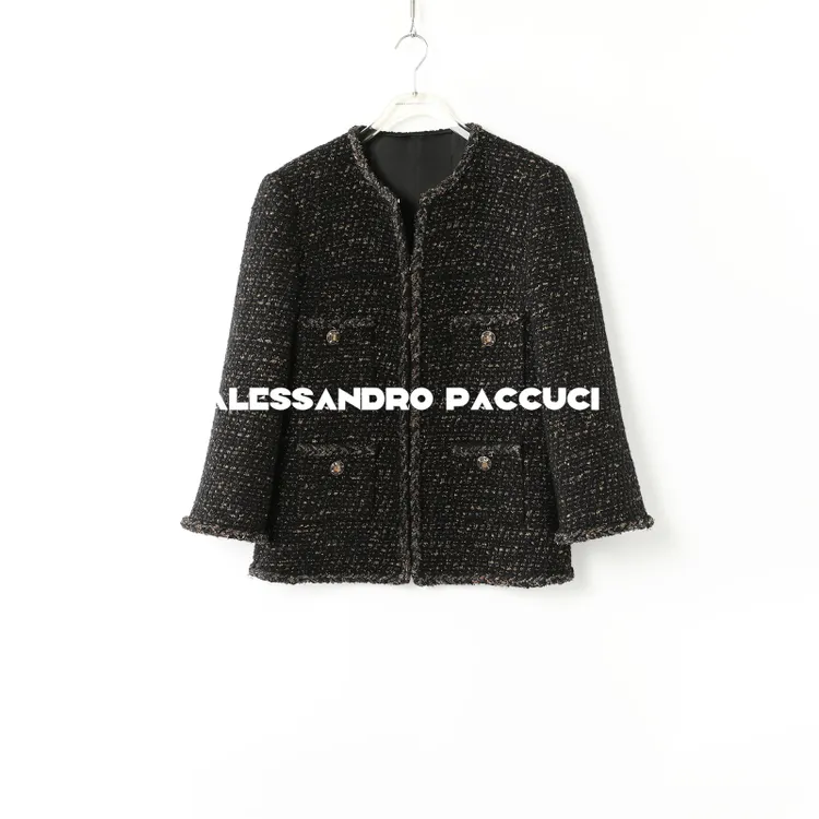 洛哥43067WX-1/【埃及黑金法老】致敬老佛爷黑标哥伦布羊毛小香外套