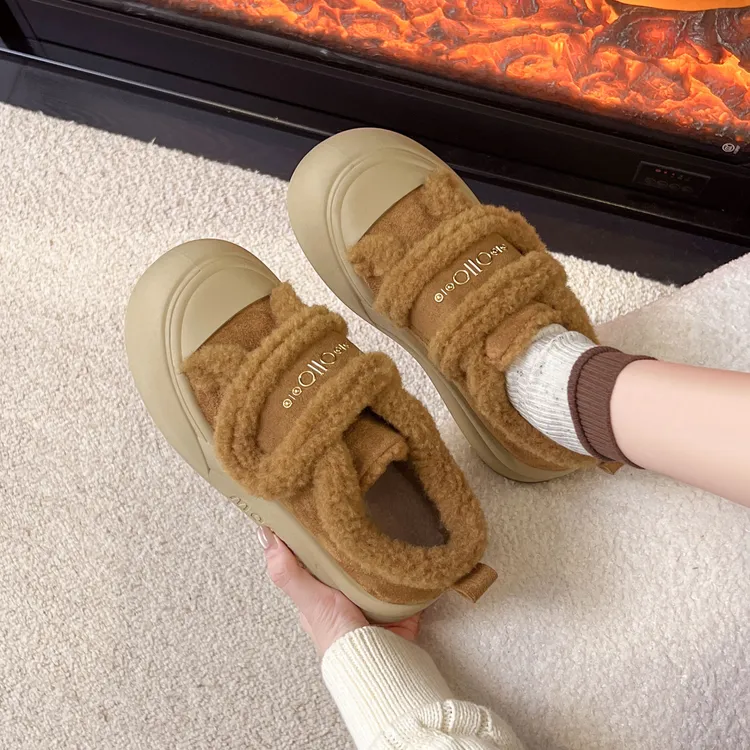 厚底加绒加厚板鞋2025新款冬季时尚雪地靴女鞋休闲保暖毛毛鞋子女