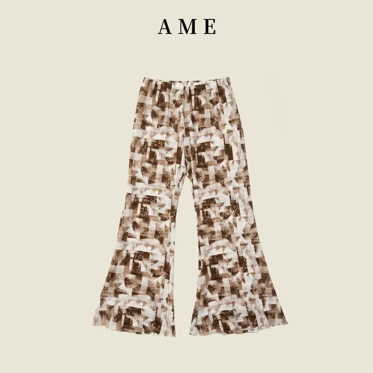 AME 沙丘喇叭裤 松紧腰浅国风系列沙丘喇叭裤ZE03KZHJ727