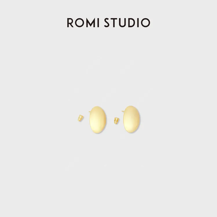 ROMI STUDIO雾面柔光低奢金调鹅蛋形耳钉 RWDSP03550