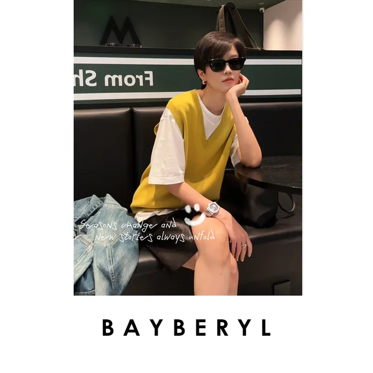 CC10-BAYBERYL老贝灰柠背心*V领百搭无袖羊毛秋叠穿针织ZZS5H2806