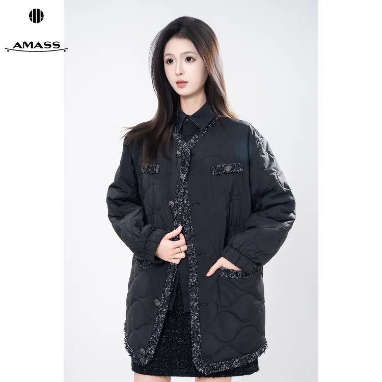 AMASS/阿玛施秋冬新款小香风质感简约时尚百搭新雪丽棉服女540040