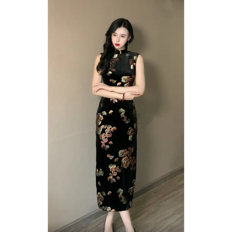 【花语】玉簪记旗袍早秋新款无袖气质国风复古显瘦旗袍裙