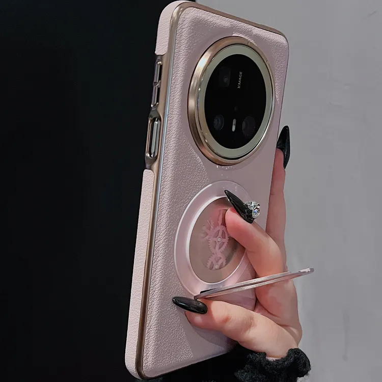 适用华为mate80promax手机壳新款素皮磁吸支架超薄全包防摔创意女