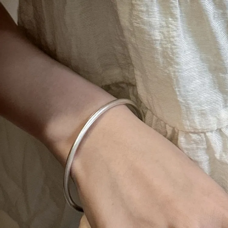 925银手镯 SA｜通体925纯银素圈磨砂手镯细条手环百搭韩系简约叠戴
