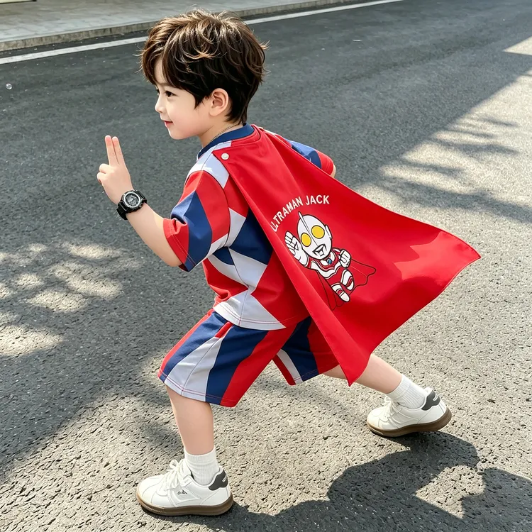 奥特曼衣服男童套装2026新款夏季儿童酷帅短袖男宝宝洋气薄款夏装