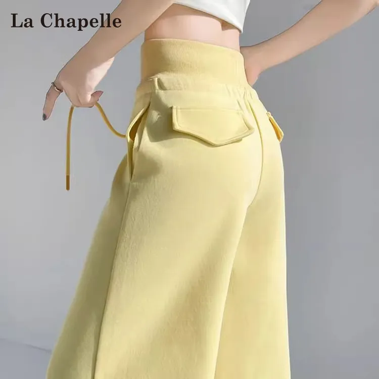 拉夏贝尔弯刀香蕉卫裤女夏季新款美式高腰直筒宽松运动阔腿梧桐裤