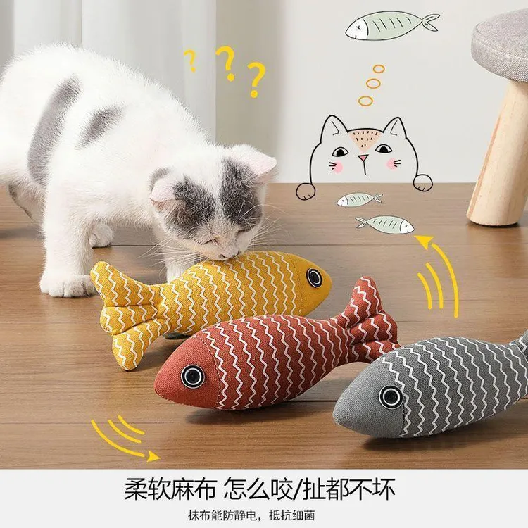 猫玩具自嗨解闷猫薄荷仿真鱼幼猫猫咪逗猫棒小猫磨牙宠物猫猫用品