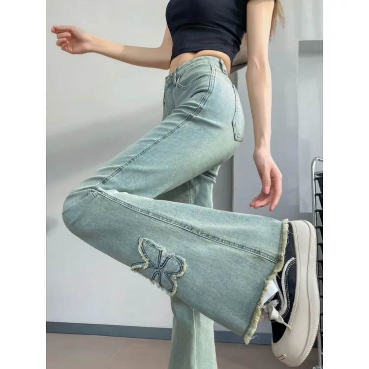 小个子高腰显瘦直筒牛仔裤女夏季宽松阔腿裤休闲百搭韩版薄款长裤
