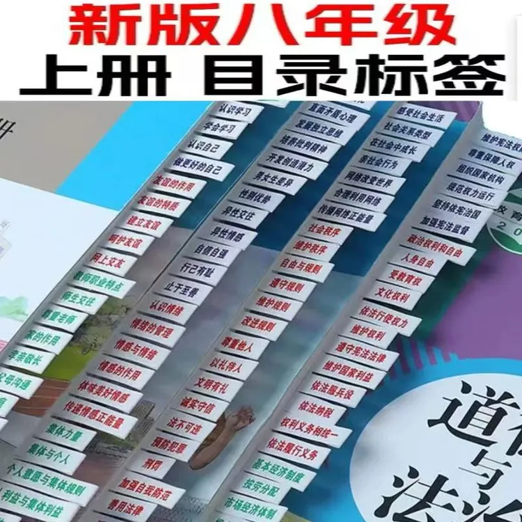 初中生开卷考试历史地理生物道德与法治速查目录标签贴纸书签索引