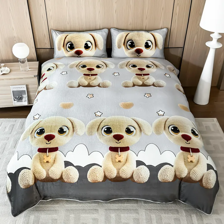 【约9-10斤】秋冬加厚牛奶绒四件套冬季双面绒被套床裙床盖加绒被罩