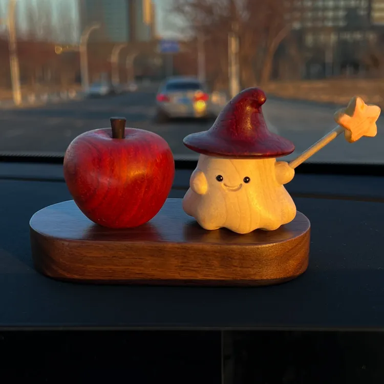 2025新款可爱梨花木治愈系平安汽车摆件车载中控台装饰品