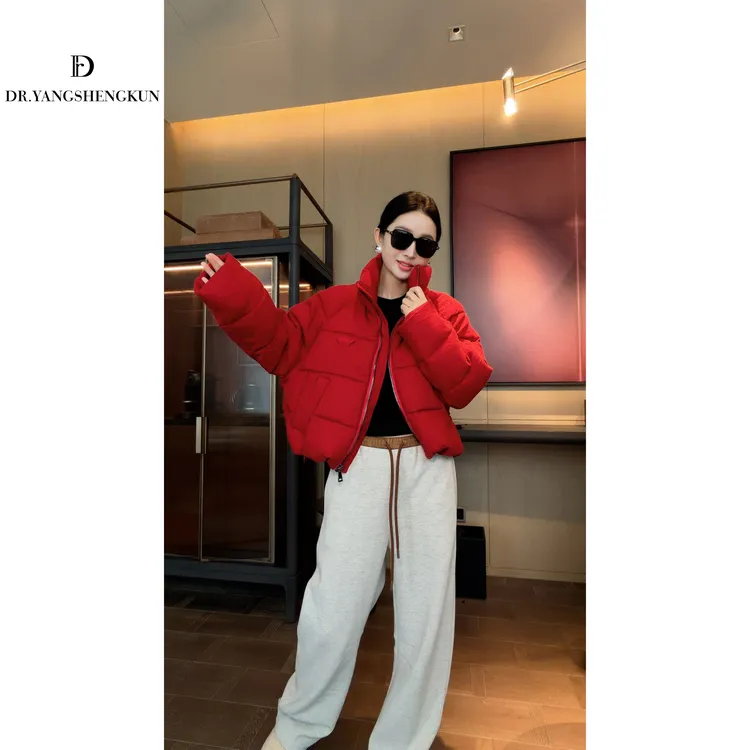 杨圣坤2025冬季新品定制羊毛面料90白鹅绒三角标羽绒服EY25101221