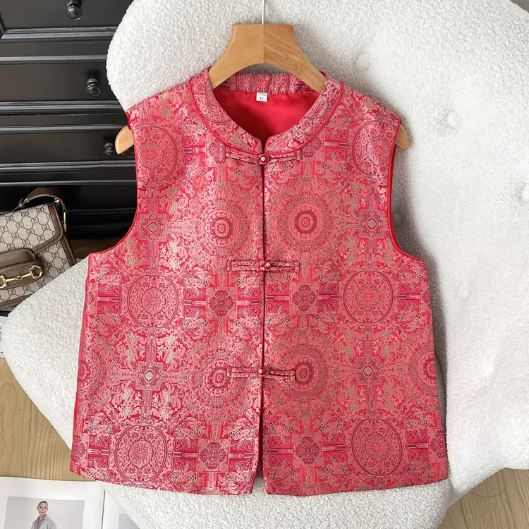 【八达韵】复古高端宋锦马夹中国风轻国风爆款坎肩无袖上衣497-1