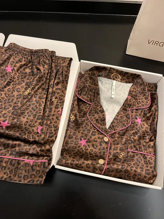 韩版豹纹凯蒂猫轻奢高级感睡衣秋季新品冰丝纯欲风高级感长裤套装