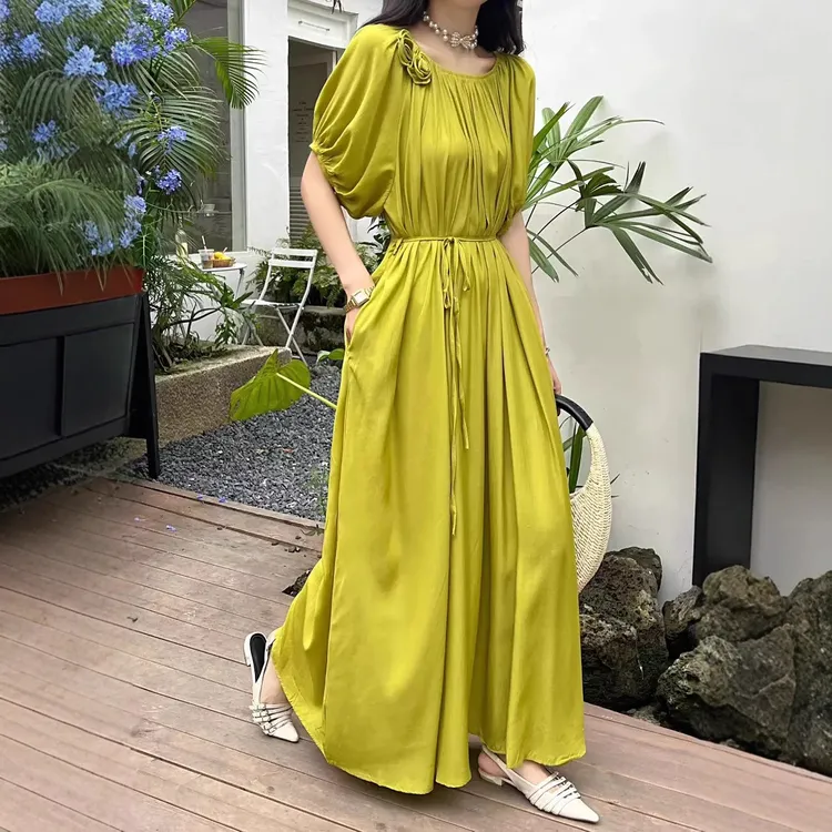 欧美新款大码女装宽松舒适海边度假休闲女夏季连衣裙肥人孕妇装