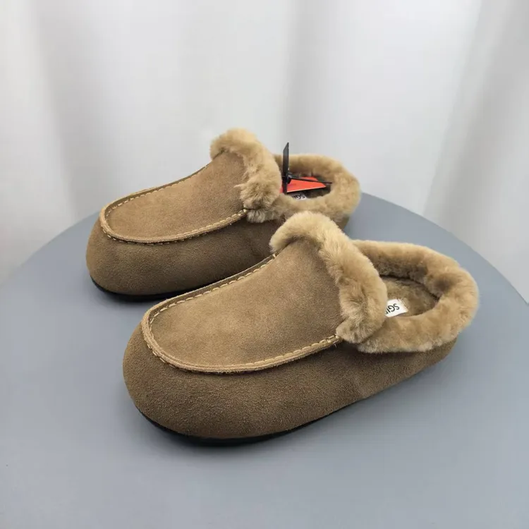 SGIRL TWTW复古加绒包头穆勒半拖鞋女2025秋冬款保暖一脚蹬毛毛鞋