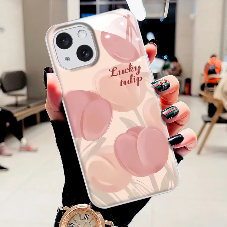 适用苹果15水凝壳15plus硅胶15Pro手机壳15promax时尚郁金香防摔