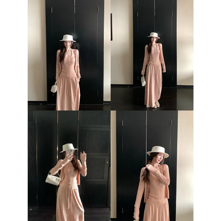 SKK7.9号20点 夏日气质fit 羊毛慵懒风针织开衫背心半身裙三件套