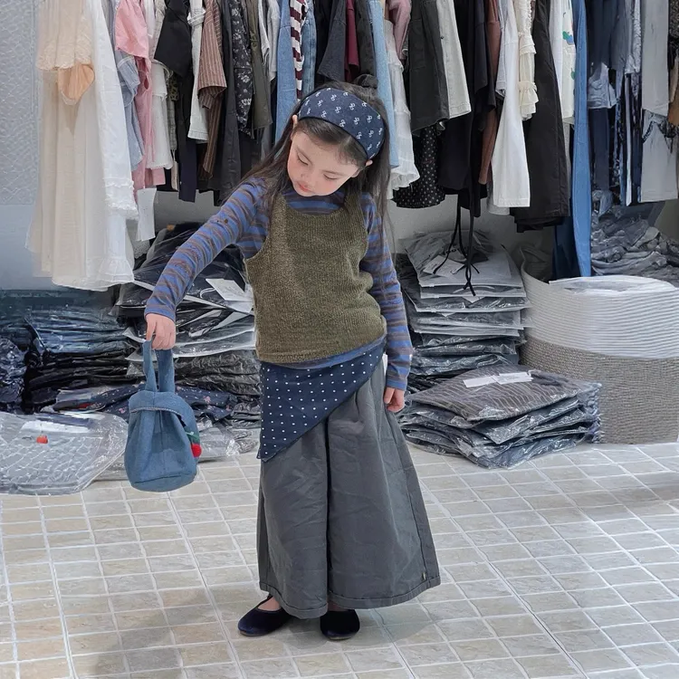 送丝巾女童套装2025新款秋季儿童百搭条纹长袖上衣洋气女孩阔腿裤