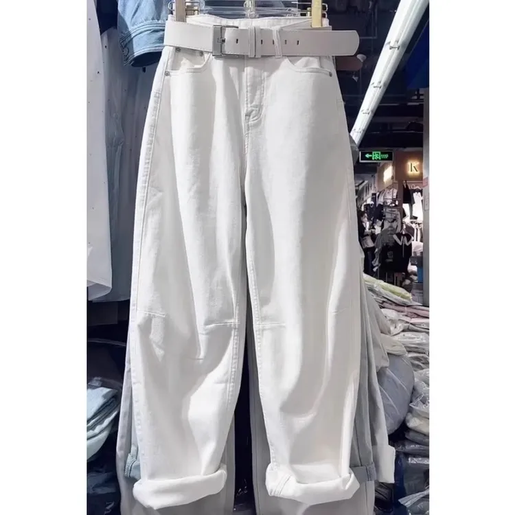 弯刀牛仔裤女春季款2025年新爆款阔腿裤子胖mm显瘦窄版香蕉裤