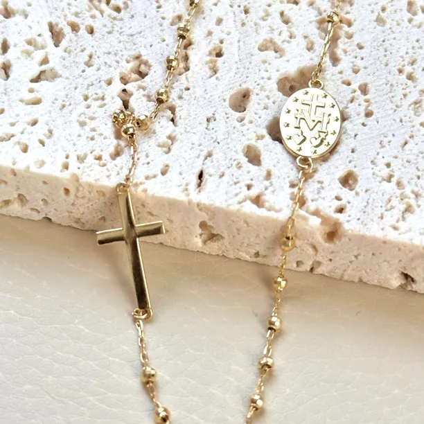 【美控MK】18K黄圣母项链/可调节/水贝珠宝/多退少补多样性发其一