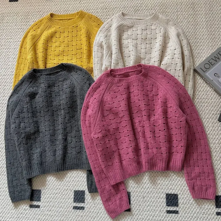 【米可家】秋冬氛围感方块羊毛毛衣66062