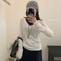 C/F031 韩系百搭V领假两件修身显瘦打底衫 9-22