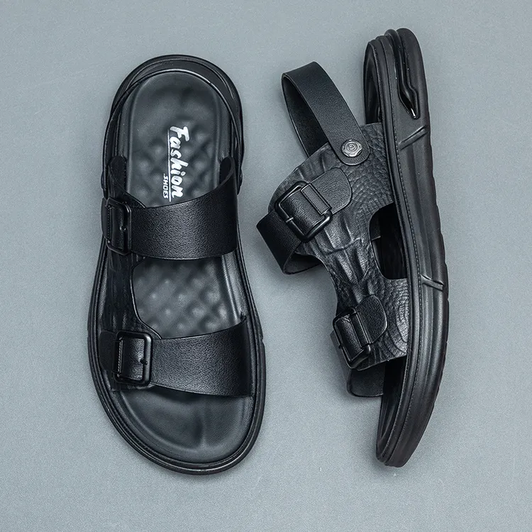 男款新款沙滩鞋软底软面真皮防滑凉鞋透气休闲时尚夏季耐磨男士