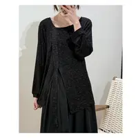 Zoe 原创【粼粼波光】百搭时尚黑色针织宽松气质显瘦长袖T恤休闲