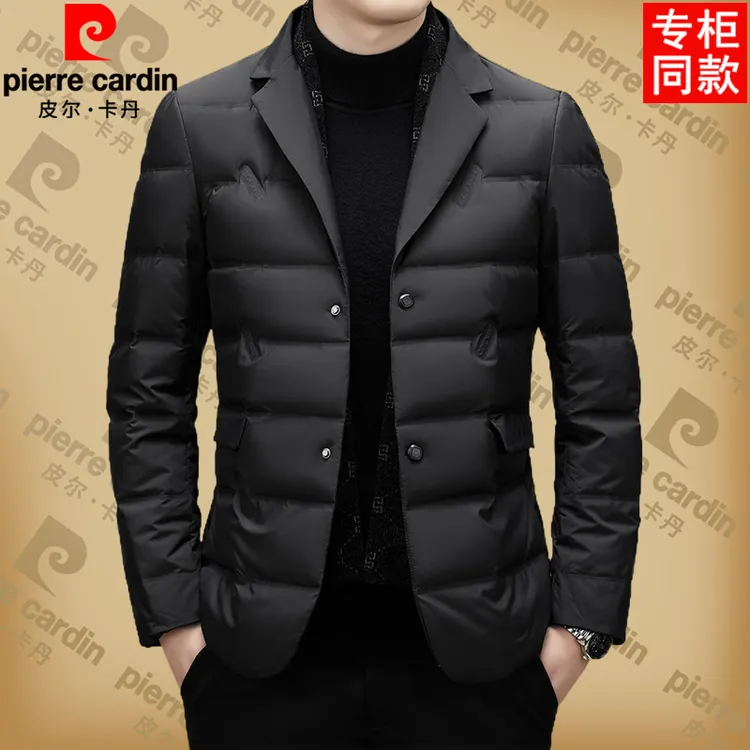 皮尔卡丹国际大牌2025新款男士羽绒白鸭绒保暖棉服轻薄西服领外套