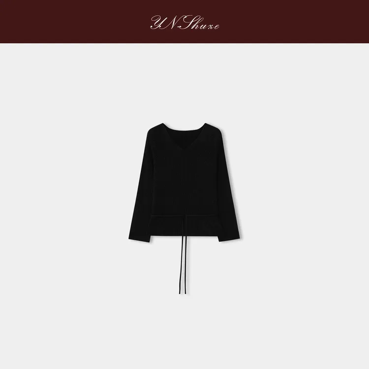 YN-SHUZE【柔织束雅】V领宽松型针织长袖打底衫SZ-YNB-PJ26085