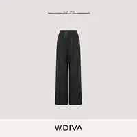 W.Diva【极简线条】植鞣绵羊皮半松紧直筒阔腿皮裤休闲裤54K143383