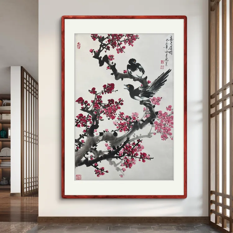 客厅书房茶室挂画四尺三开46X68㎝手绘作品纯画芯未装裱不带框