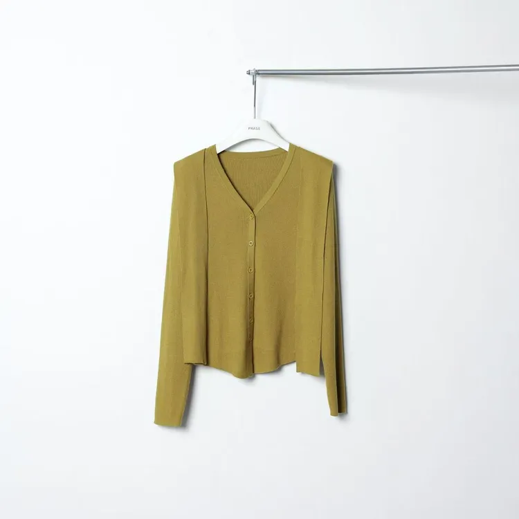 PRASE·噜【栖梧】微胖显瘦绵羊毛气质V领海军领毛织开衫女PR511B51