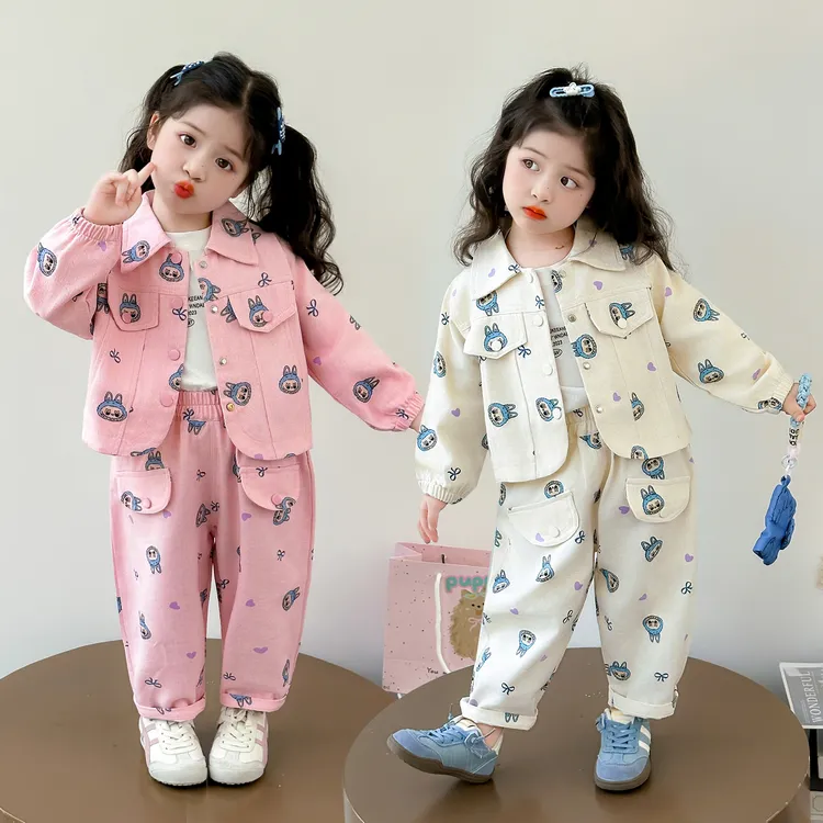 女童休闲套装2025新款儿童春秋装韩版潮款女宝秋季洋气工装两件套