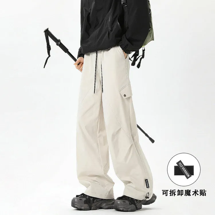 户外登山冲锋裤男夏款美式工装伞兵裤宽松直筒休闲长裤子男春秋季
