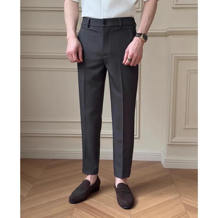 吉伦略索时尚高档商务西裤男夏季修身百搭休闲裤潮流薄款西装裤子