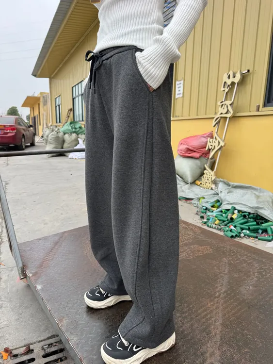 【小个子版】男女同款冬季加绒加厚弯刀裤柔软糯米绒宽松一条过冬