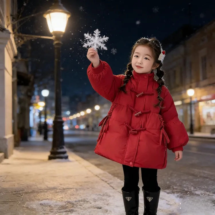 冬装棉服女童英伦风加厚棉衣冬季新款儿童宝宝卡通小红帽棉袄