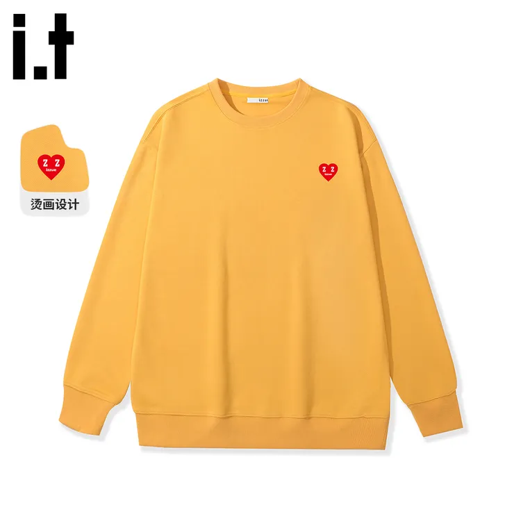 i.t izzue 卫衣圆领套头款男士白色短卫衣男子时尚舒适上衣情侣