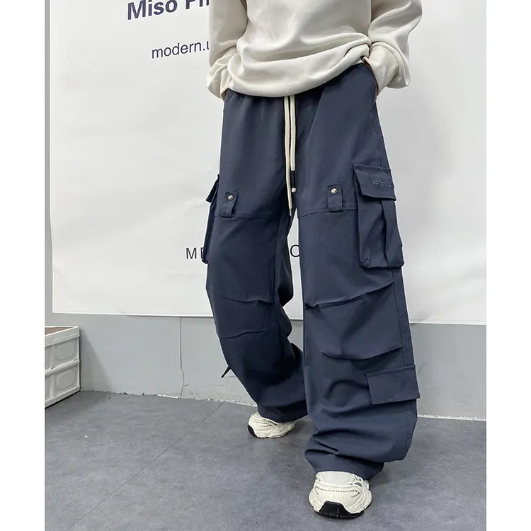 2025青少年秋冬季加绒加厚新款工装裤男女同款多口袋直筒裤2581