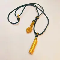 79#足金999黄金 5D硬金工艺 心经桶柱黑绳编织