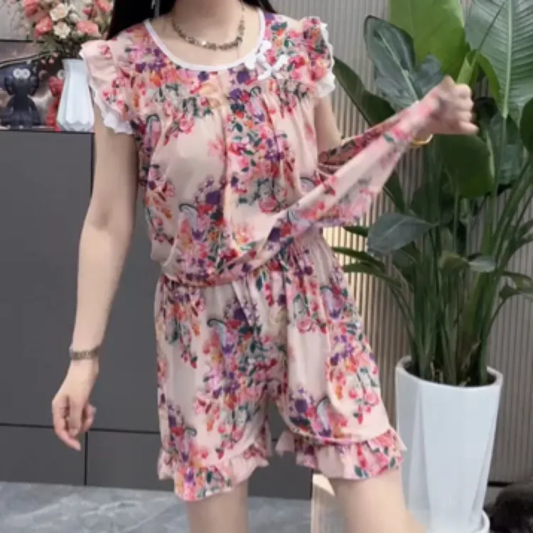 夏季薄款洋气可外穿套头冰丝凉爽新中式睡衣