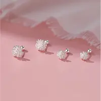 足银耳饰 999纯银蒲公英耳钉小众清新耳坠经典甜美纯银耳饰银耳钉