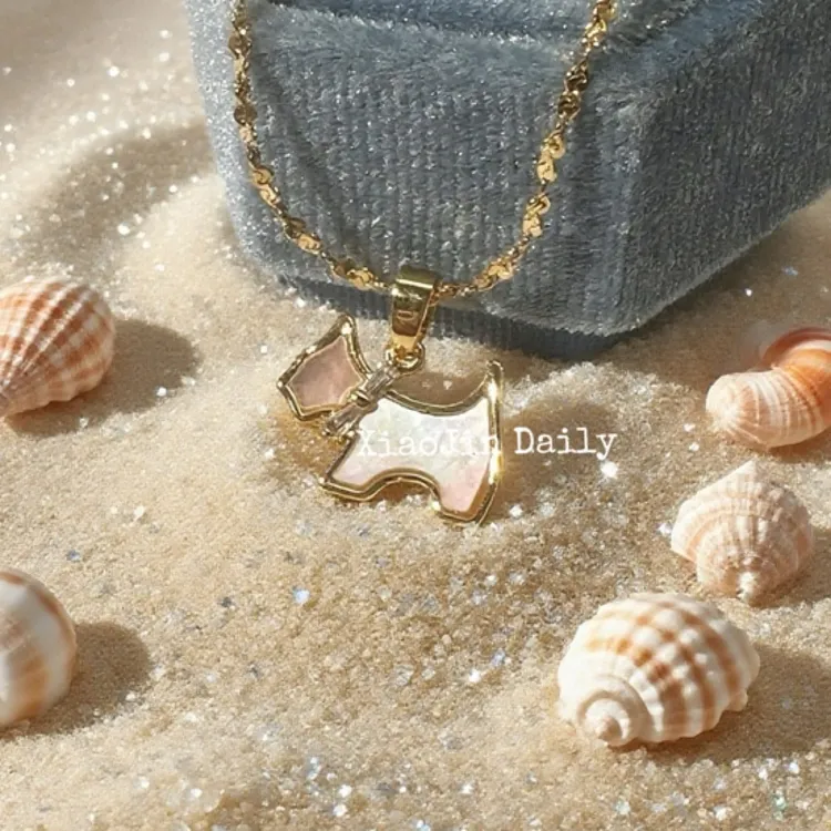 钛钢项链 西高地小狗狗项链