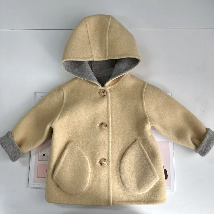 【双面穿双面呢外套】婴儿童上衣服男童女宝宝春秋冬大衣女童J28