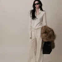 FUYUE赴约  高级白 "理想裤"百搭裤型遮肉显瘦加绒秋冬松弛长裤