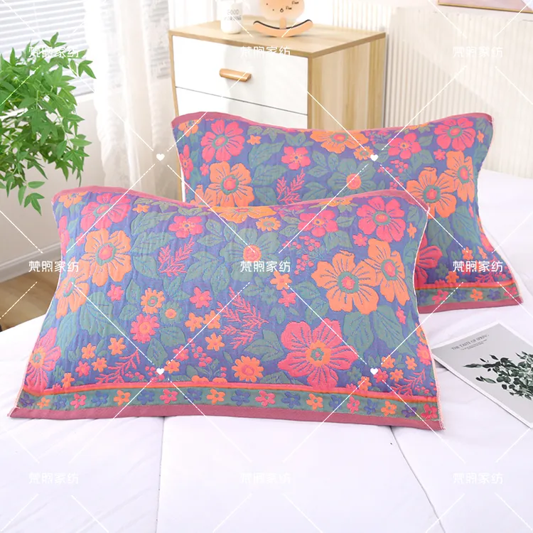 【枕巾一对装】中国风吸汗纱布枕巾盖巾双面通用柔软加大不掉色防污商品图